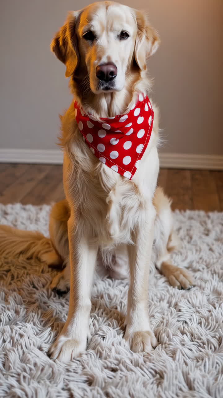 Golden Retriever Dog with Red Bandana