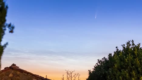 4k timelapse of the neowise comet with luminescent clouds