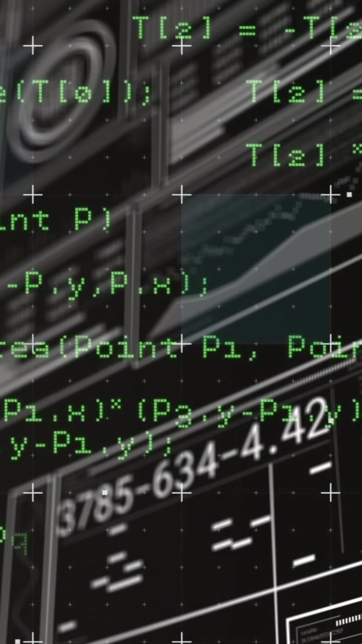 Animation of interface with data processing against black background