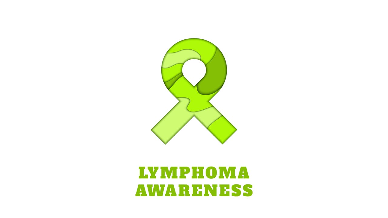 Lymphoma awareness papercut ribbon animation