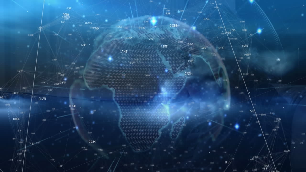 Animation of connections and globe over navy background