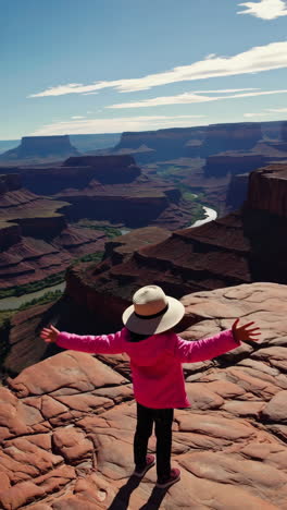 solo traveler embracing the majestic view at dead horse point state park