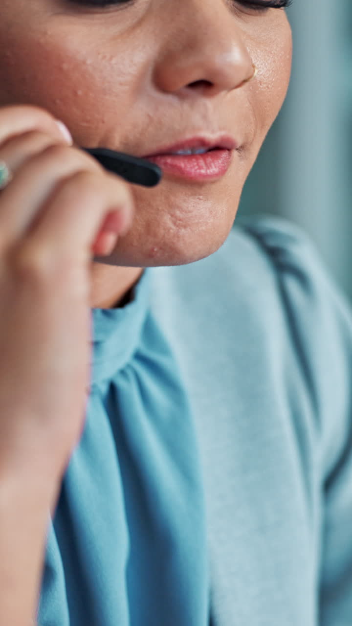 Customer service representative with headset