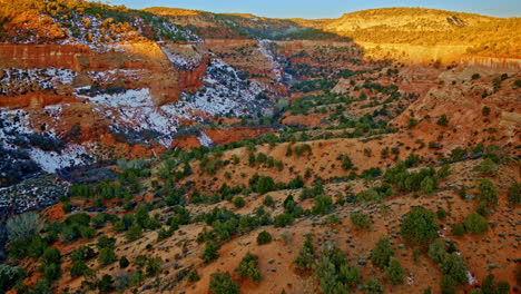 overhead flight above the sculpted, red canyon terrain near page, arizona.
