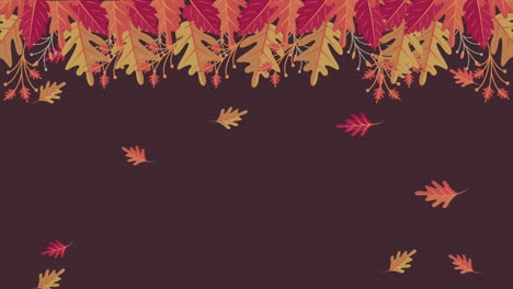 hola animación de otoño con patrón de hojas