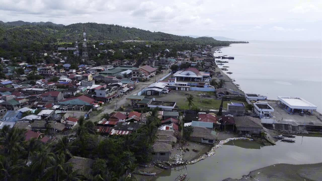 Aerial View from a Remote Coastal Beach Town in the Philippines