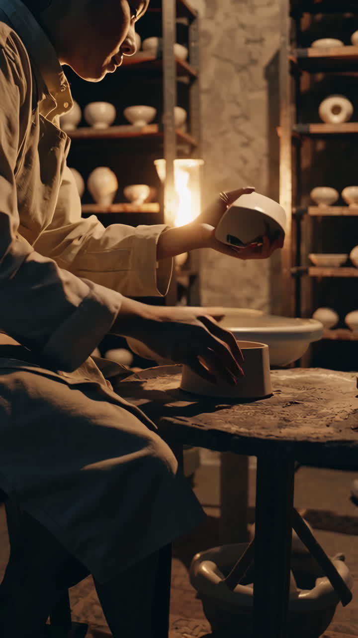 artista de cerámica en el trabajo