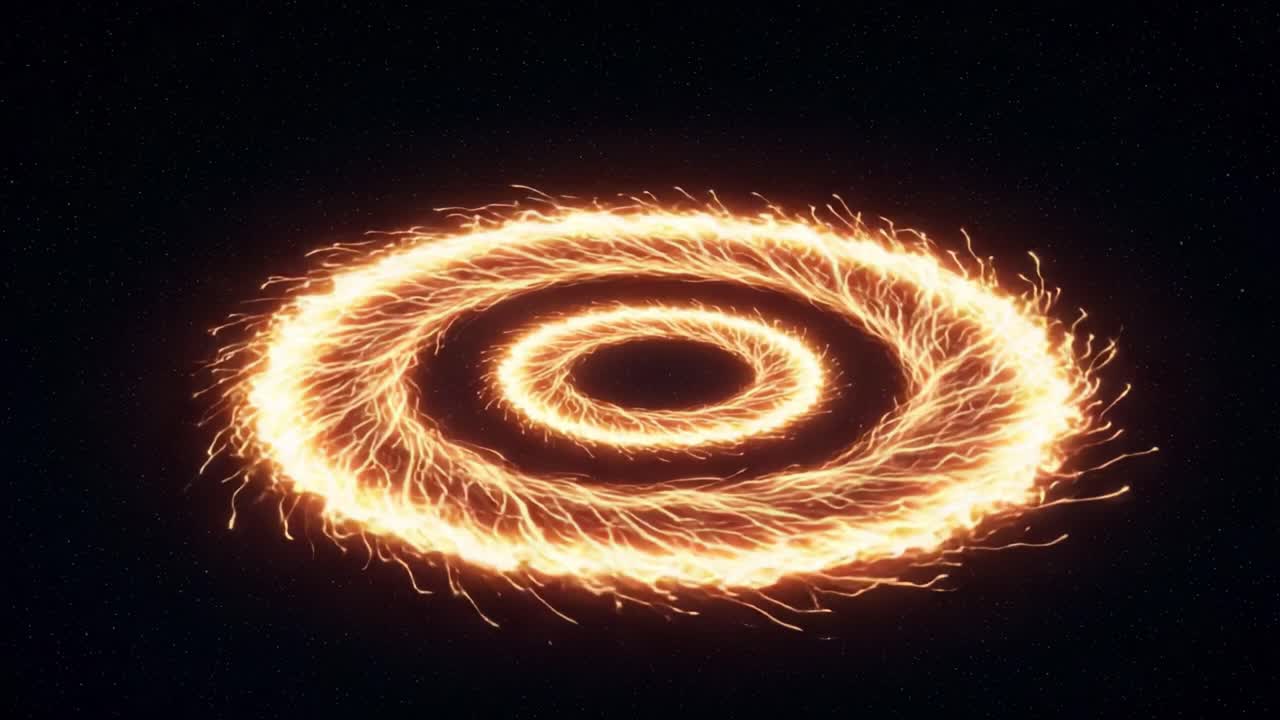 A Mesmerizing Spiral of Fiery Energy: Visualizing Dynamic Circles of Light and Motion in a Captivating Display of Radiant Sparks