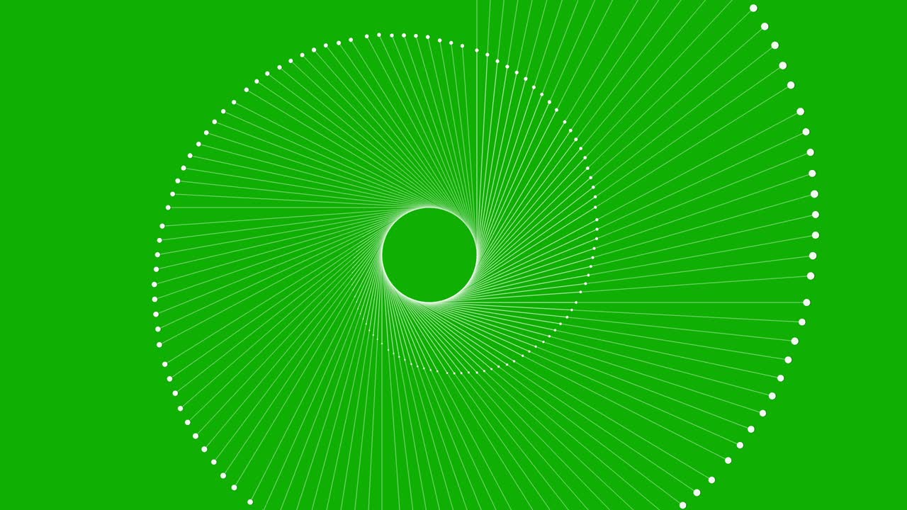 디지털 스피럴 광선 모션 그래픽과 녹색 스크린 배경