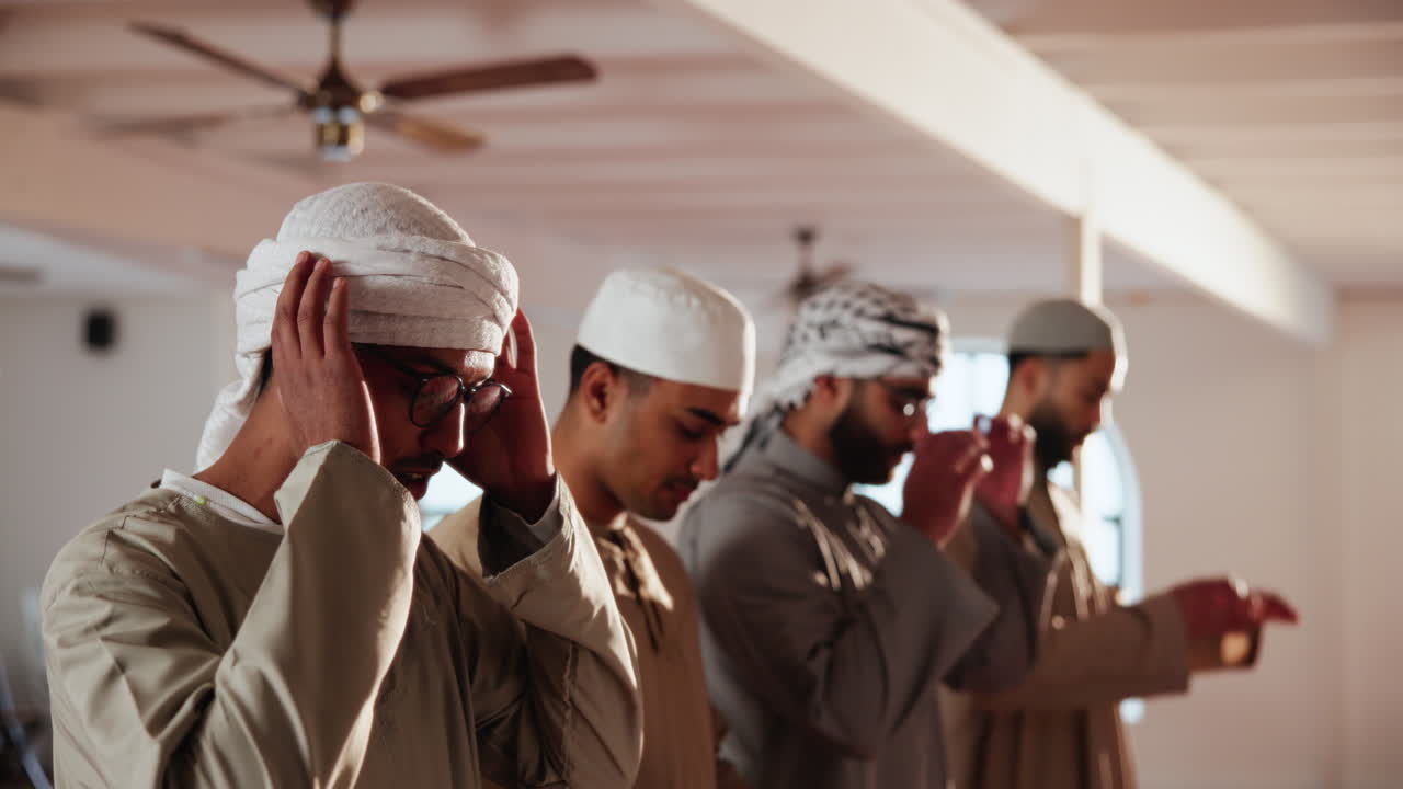 Muslim Men Praying in a Mosque