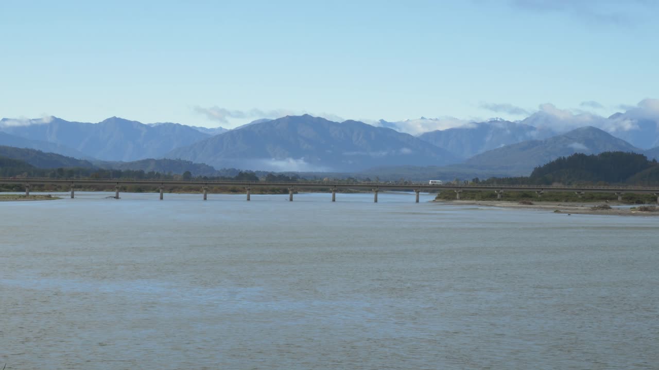 Hokitika River Bridge In Hokitika, New Zealand - Wide Shot