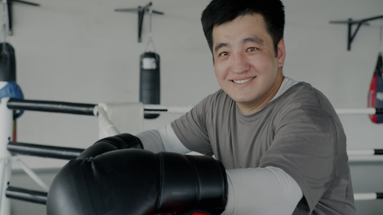 Smiling Boxer in the Boxing Ring