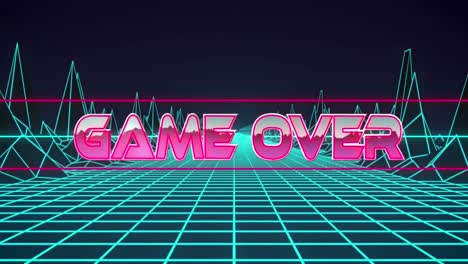 Animation-of-game-over-text-over-shapes