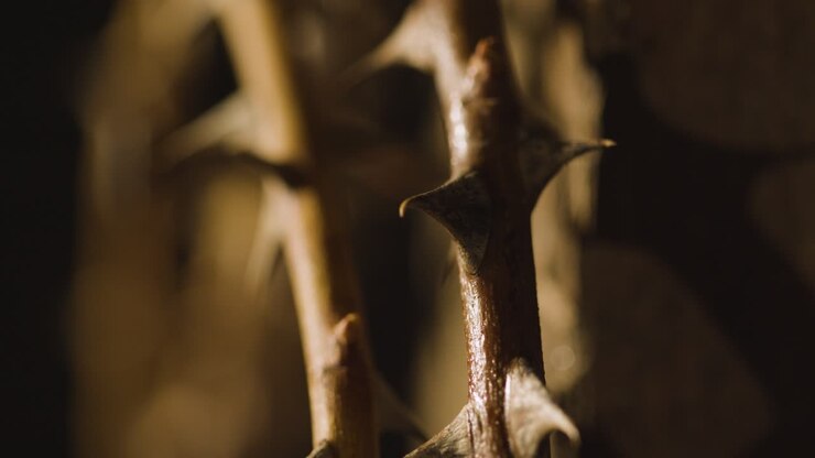 Religious Concept Shot With Close Up Of Crown Of Thorns On Wooden Cross