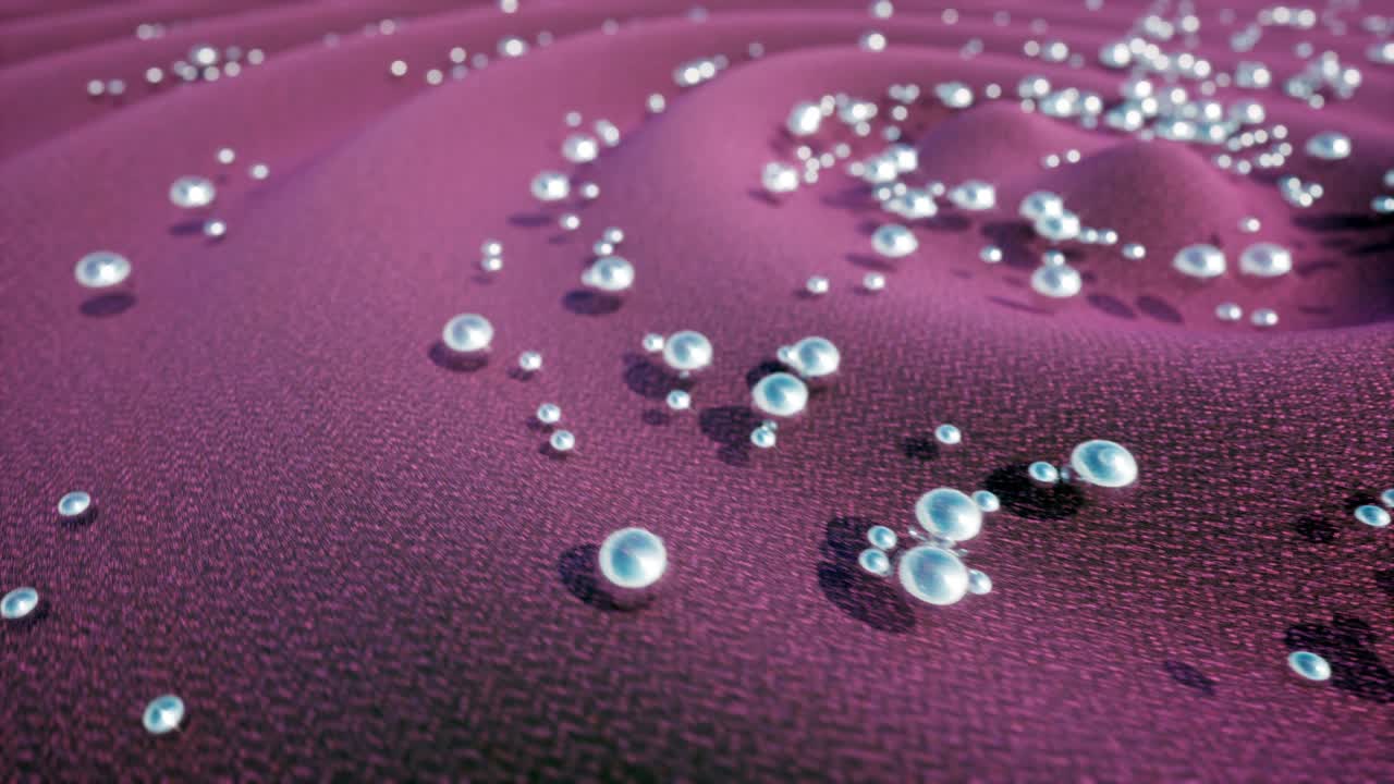 분홍색 직물에 금속 추상 구, 현대 미래 기술, 기하학 공, 4k