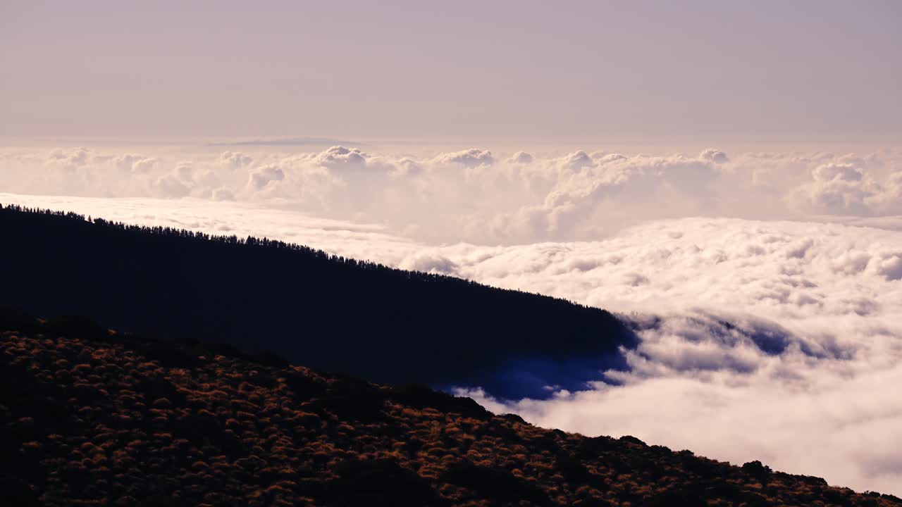 Sea of clouds seen from the Teide National Park, Tenerife Island. Canary Islands