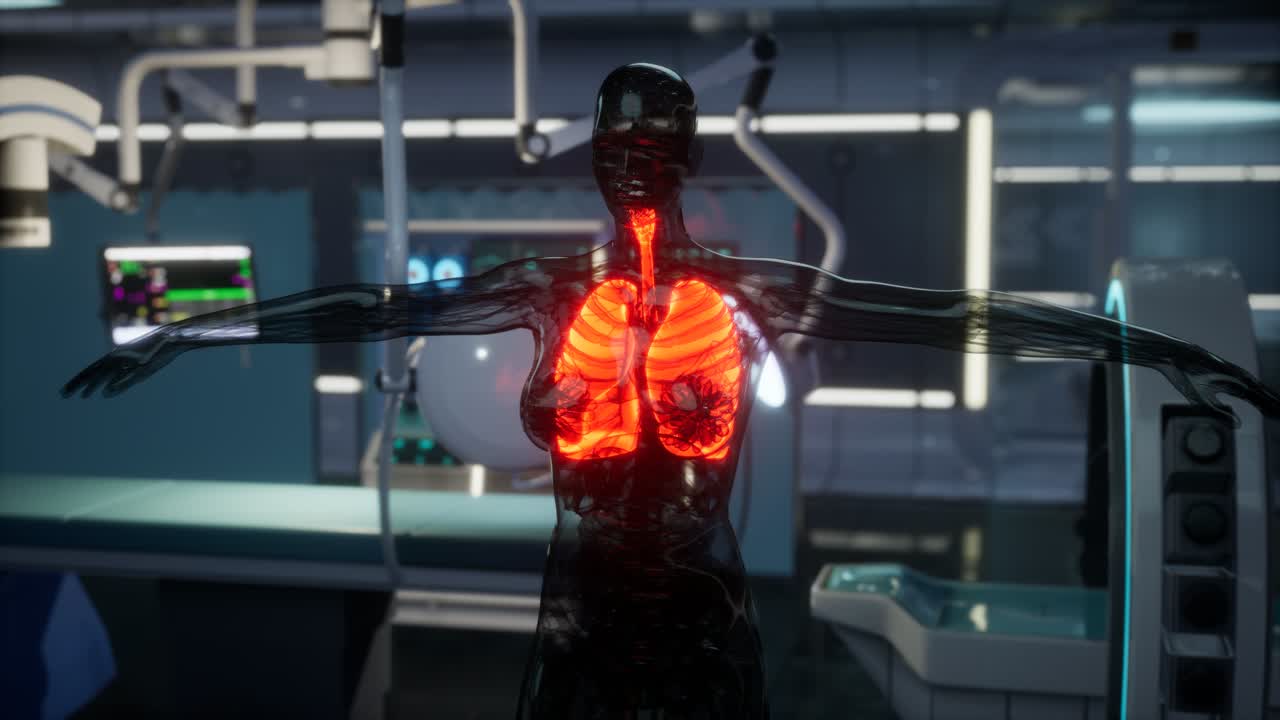 examen radiológico de pulmones humanos en laboratorio