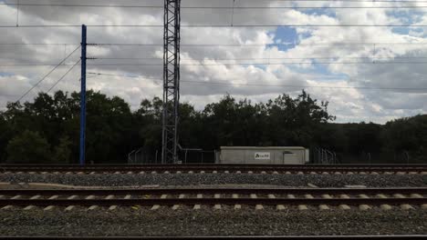 view from a train window while travelling