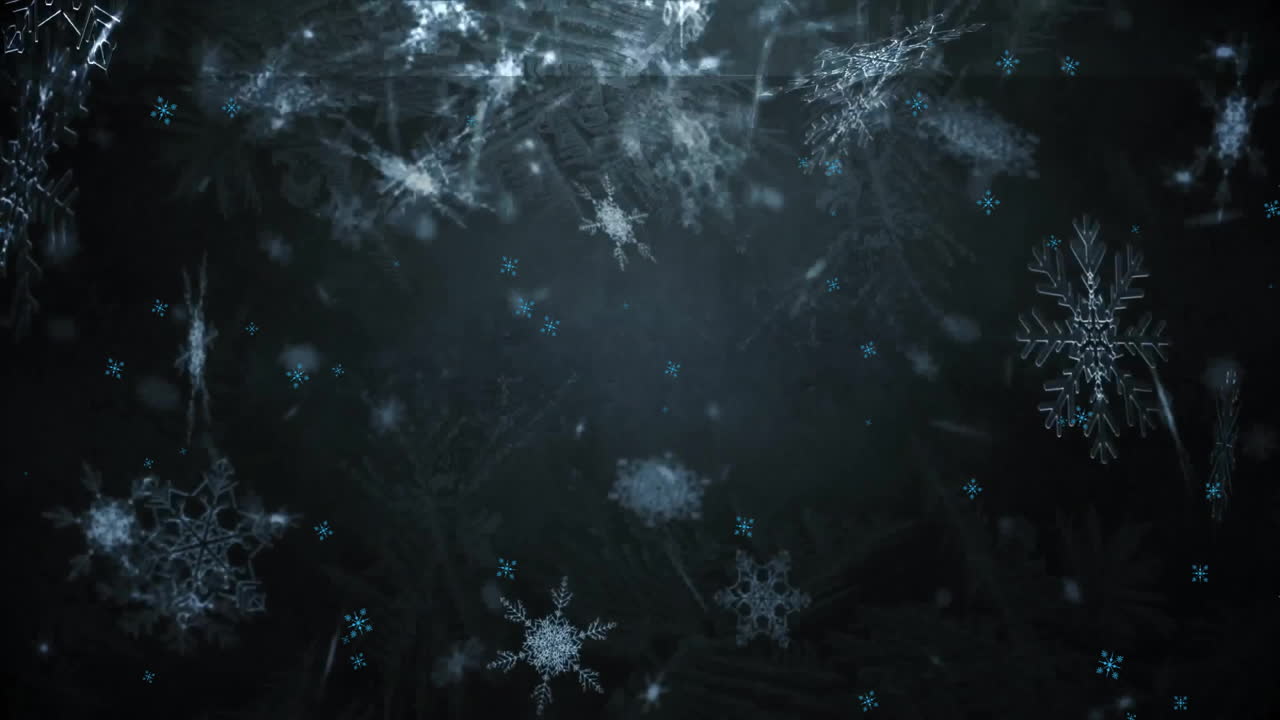 animazione di neve che cade su sfondo nero