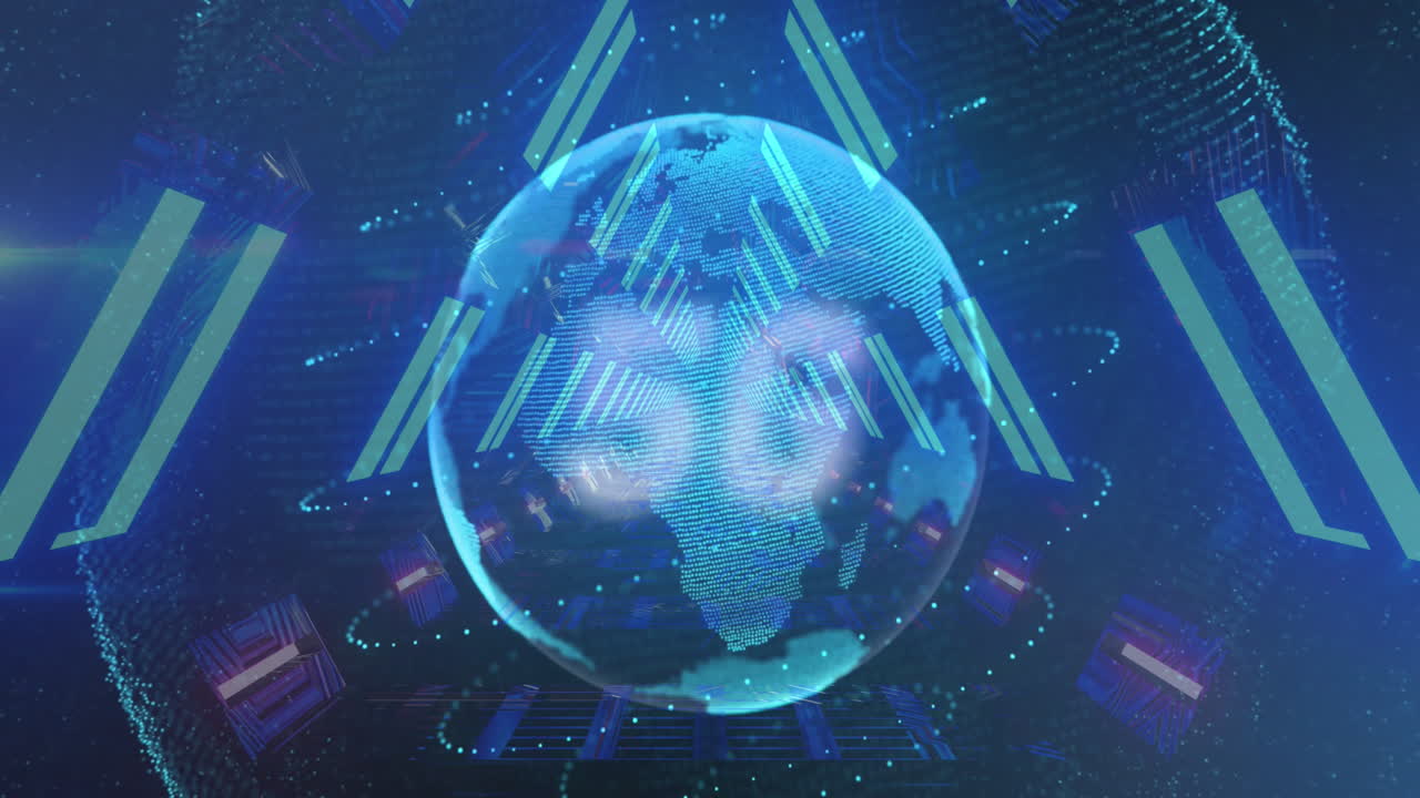 빛나는 터널에 대해 회전하는 지구