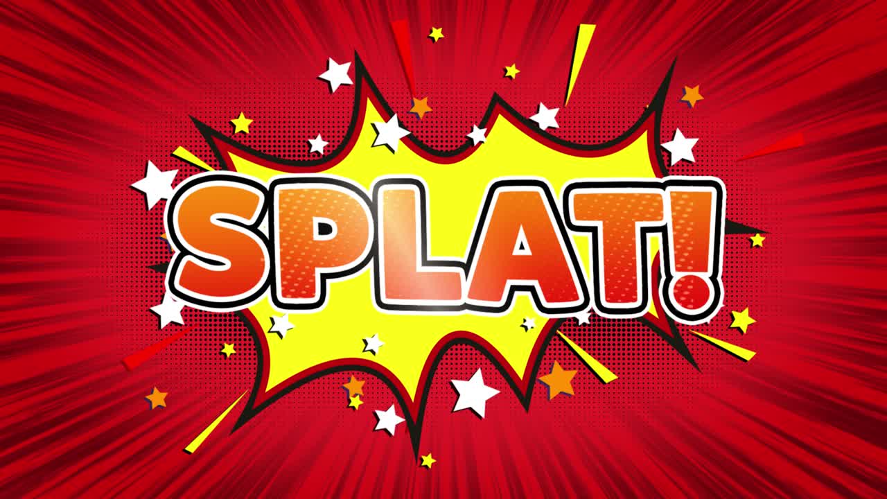 Splat text pop art style expression retro comic bubble expression cartoon illustration isolated flat
