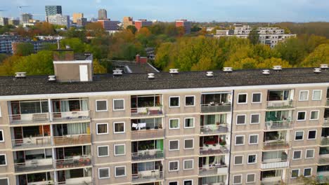 close up apartment block crane up to buikslotermeer district amsterdam noord