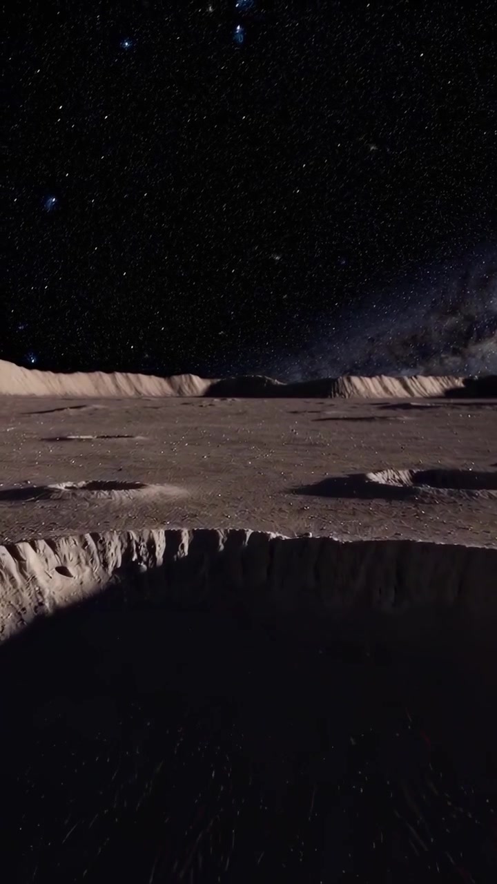 Lapso de tiempo de estelas de estrellas sobre la superficie lunar