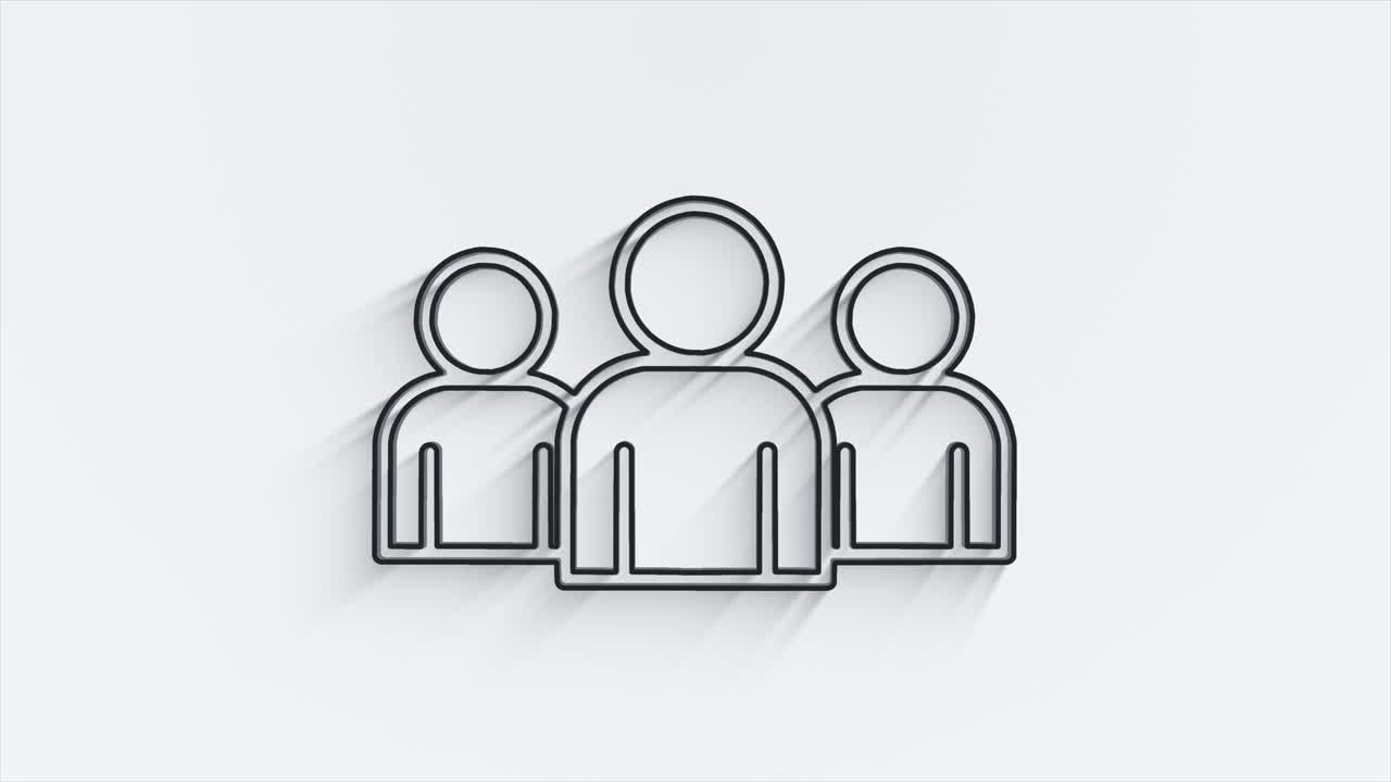 Social media line shadow icon design isolated on white background. Outline web icon. Motion graphics.