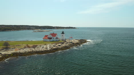 beautiful aerial footage of hendrick's head lighthouse in southport, maine, usa