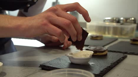 Minimalist-Dessert-on-a-Stone-Platter,-Artistically-Crafted