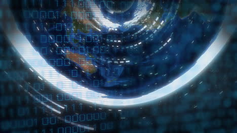 animación del procesamiento de datos sobre el mapa del mundo sobre fondo negro