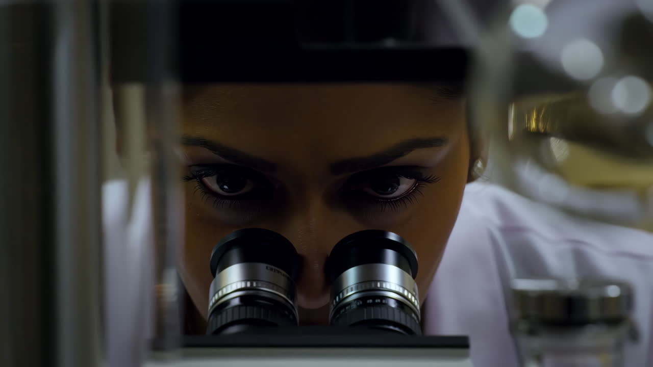 un científico mirando a través de un microscopio en un laboratorio