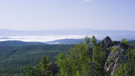 mountainous landscape with fog