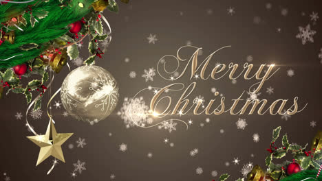 animation of fir tree branches over marry christmas text