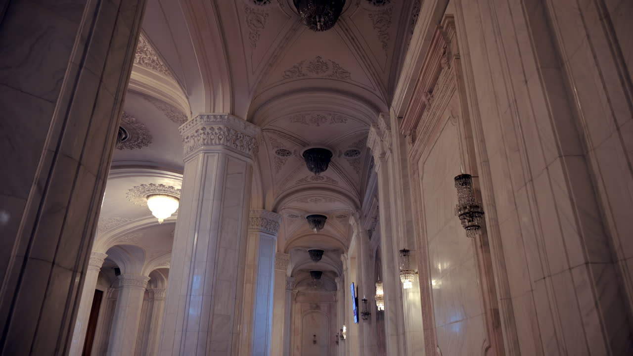 The inside of the Palace of Parliament in Bucharest, Romania