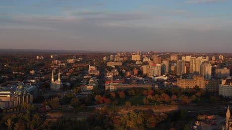 parliament hill ottawa canada aerial golden hour