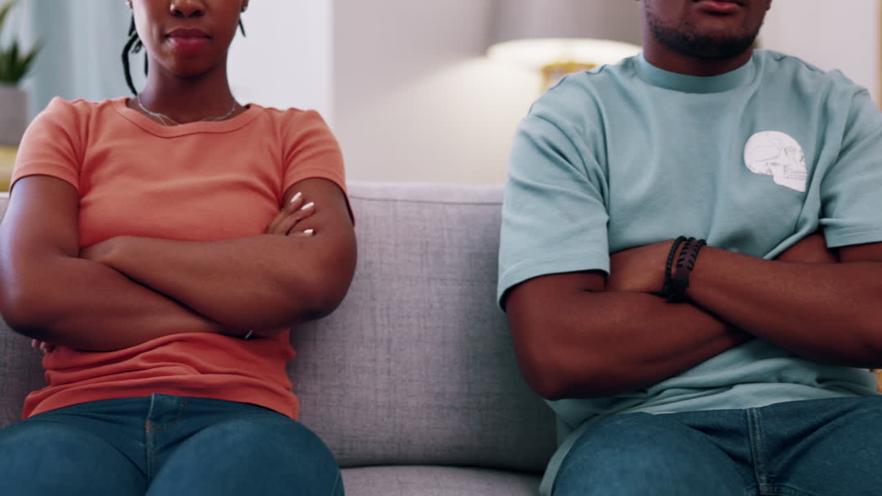 Couple, divorce and arms crossed in argument