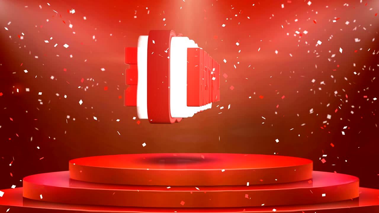 최고의 판매 텍스트 애니메이션 무대 포디움 콘페티 루프 애니메이션