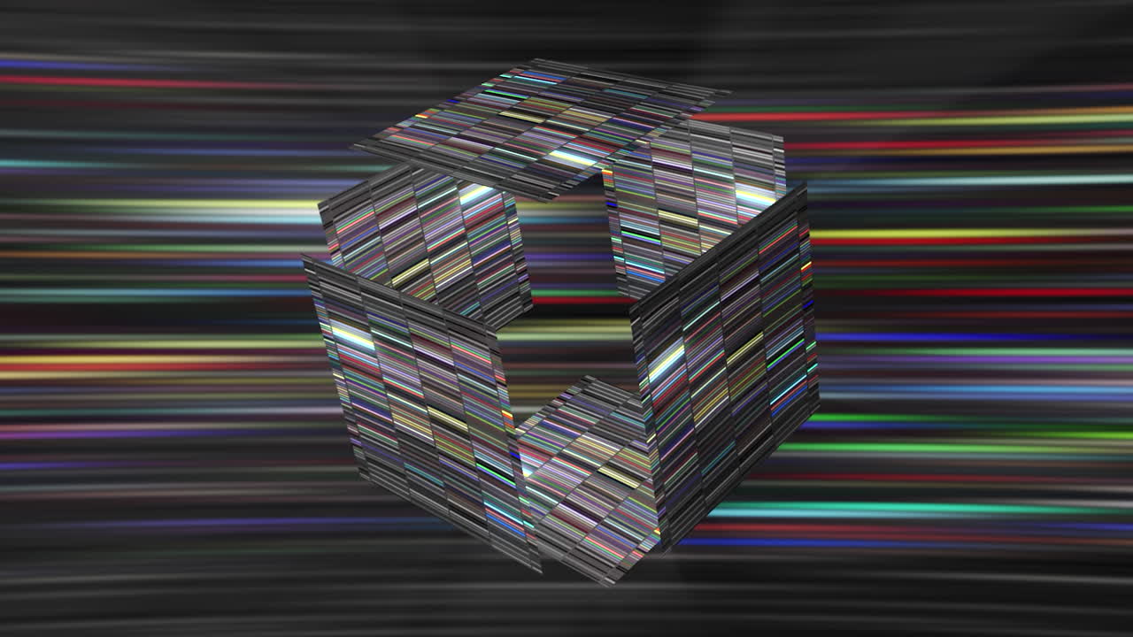 Abstract 3D Cube with Colorful Stripes