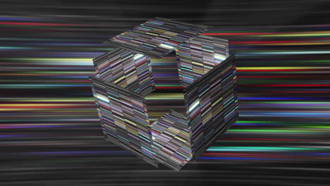 abstract 3d cube with colorful stripes