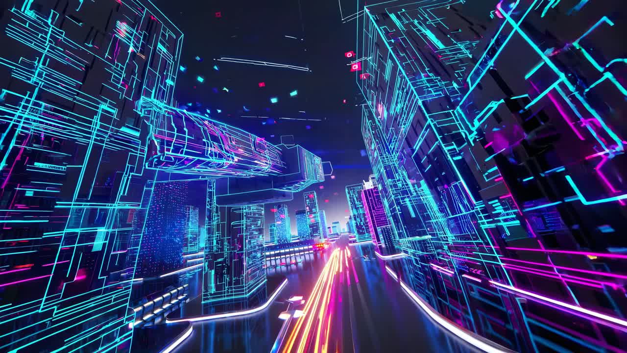el paisaje urbano cyberpunk futurista