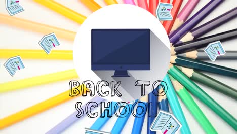 Animation-Von-Back-to-School-Texten-über-Bleistiften