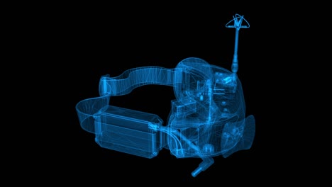 gafas de protección fpv - bucle de rotación sobre un fondo negro