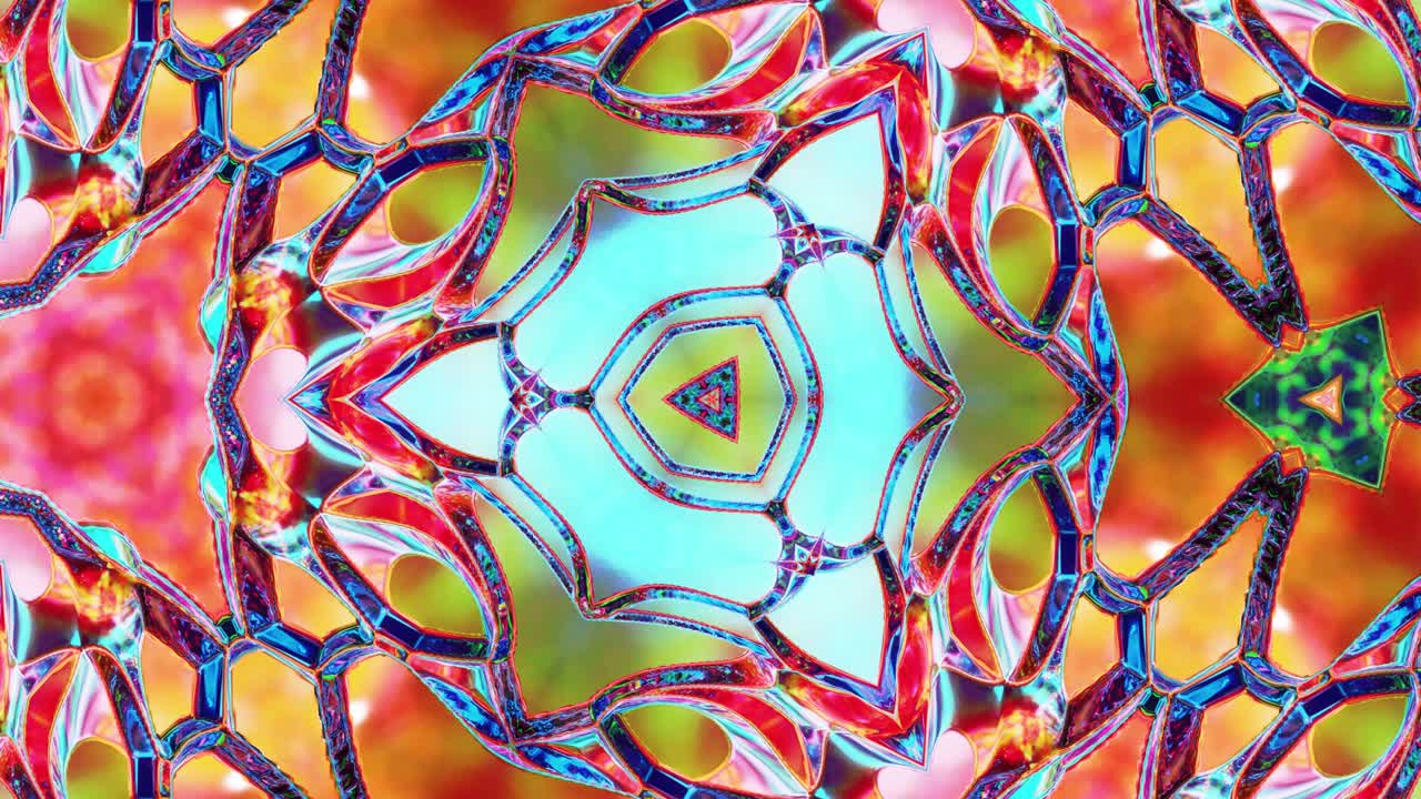 patrón simétrico iridescente líquido como el caleidoscopio con ondas. 3d elegante bucle abstracto bg, estructura ondulada de vidrio líquido brillante con hermosos colores de gradiente. 4k