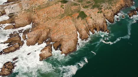 dangerous rocky seaside shoreline, aerial view of beautiful travel destination