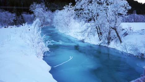 river flow through frozen landscape