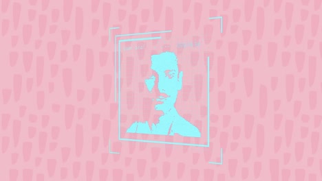 animation of digital interface and pattern over pink background