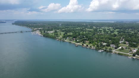 grosse ile from helicopter view in the detroit river, near trenton michigan, usa