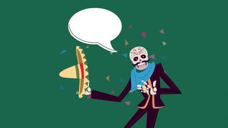 día del esqueleto muerto con sombrero