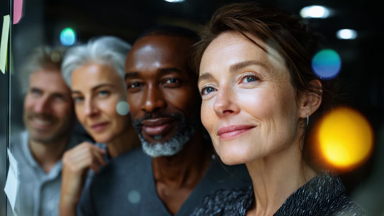 A diverse group of four individuals passionately engaged in a creative brainstorming session, showcasing a blend of experience and innovation through their interactions and expressions in a modern workspace environment